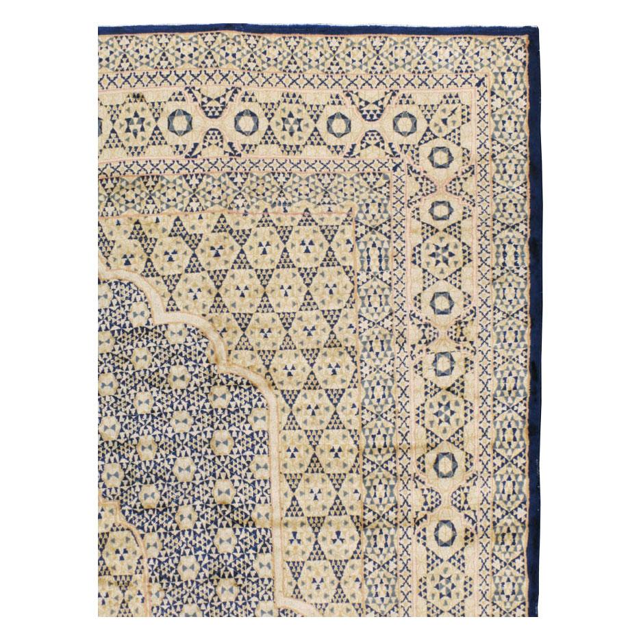 Hand-Knotted Mid-20th Century Handmade Persian Kerman Room Size Carpet