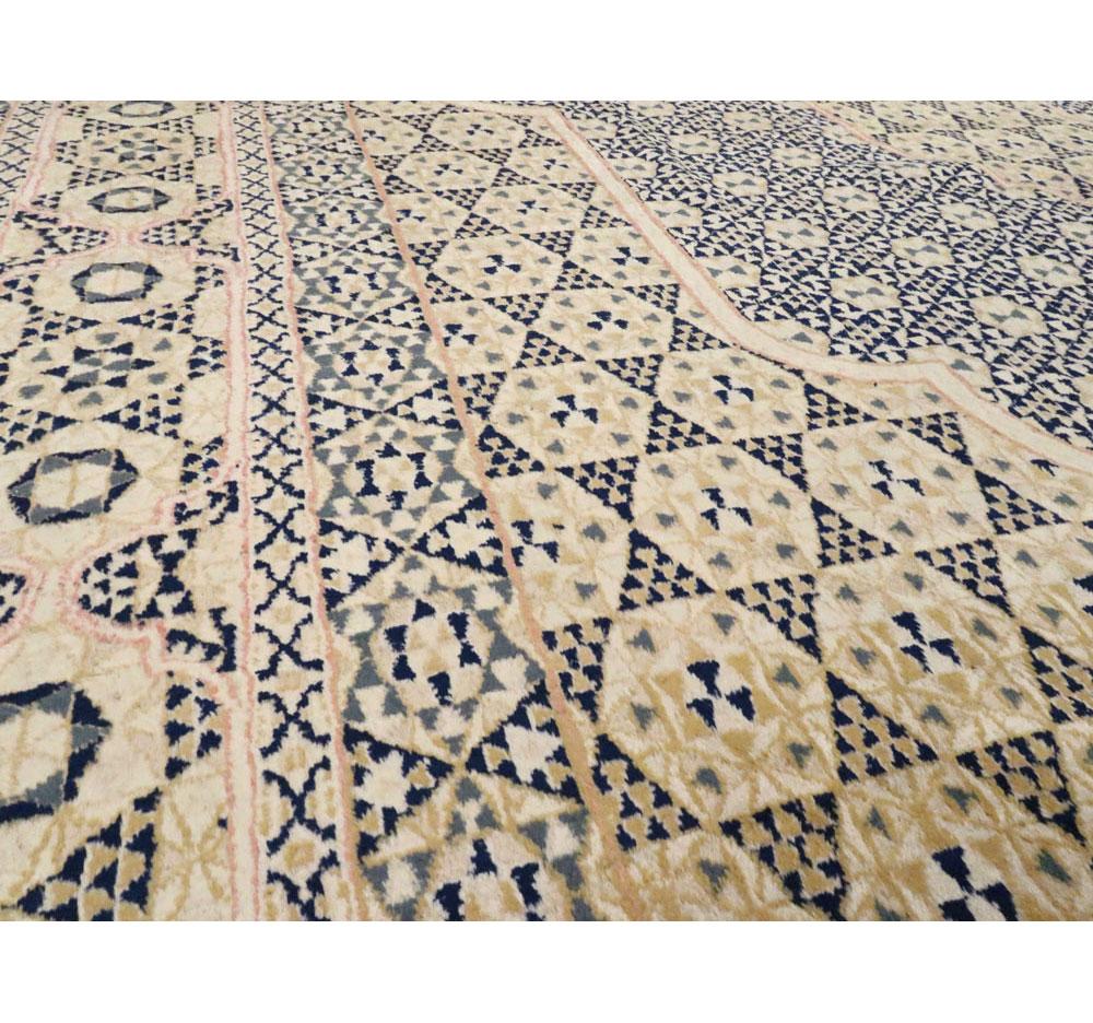 Wool Mid-20th Century Handmade Persian Kerman Room Size Carpet