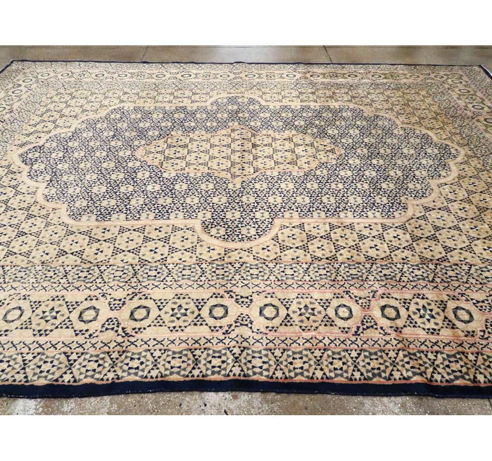 Mid-20th Century Handmade Persian Kerman Room Size Carpet 3