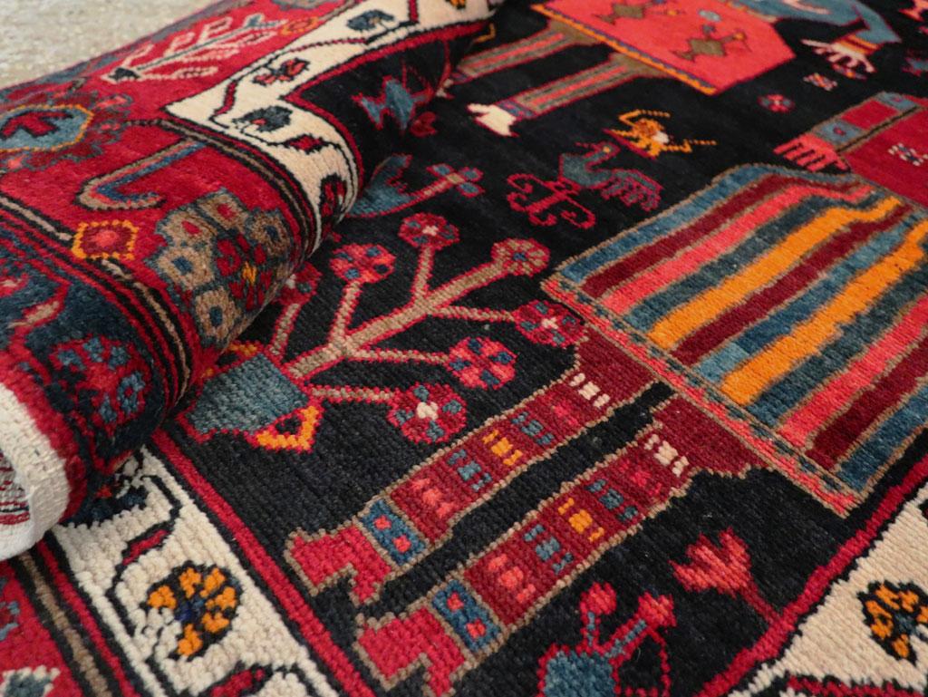 Mid-20th Century Handmade Persian Kurd Tribal Pictorial Accent Rug 4