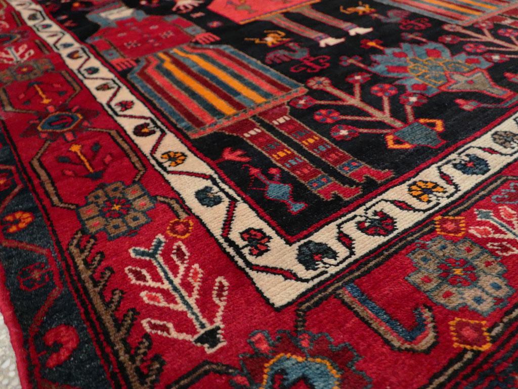 Mid-20th Century Handmade Persian Kurd Tribal Pictorial Accent Rug 3