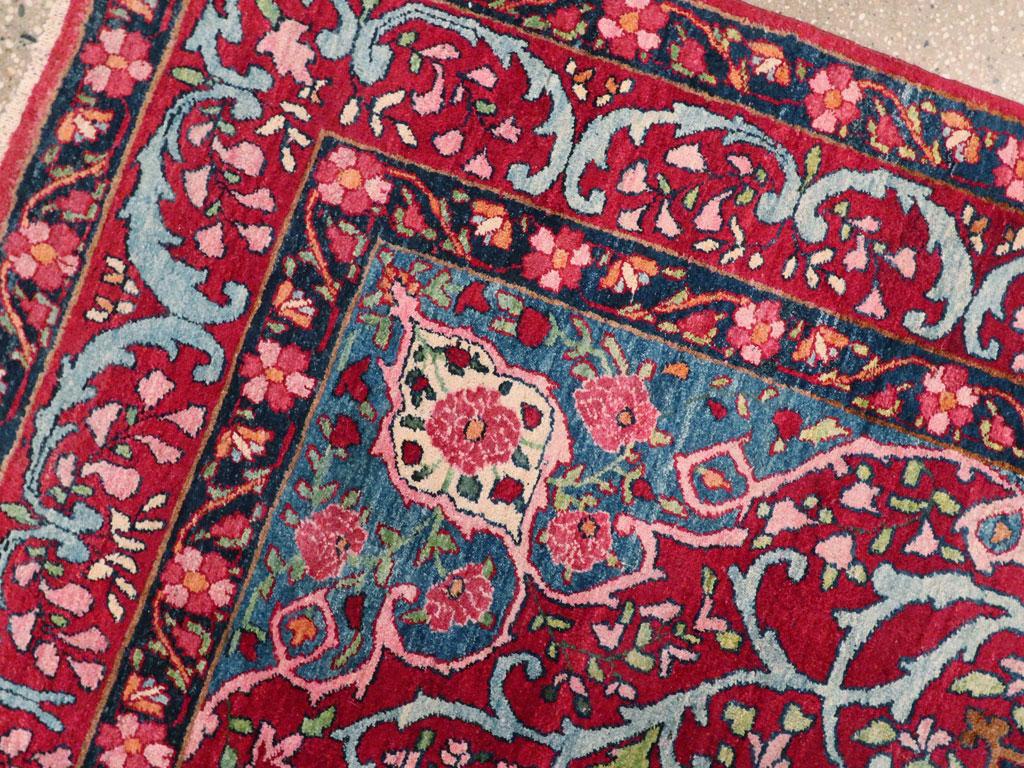 Hand-Knotted Mid-20th Century Handmade Persian Lavar Kerman Accent Rug For Sale