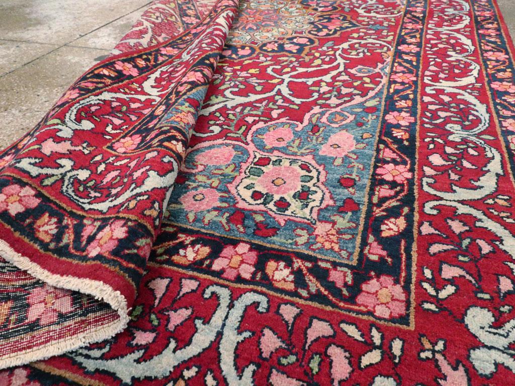 Wool Mid-20th Century Handmade Persian Lavar Kerman Accent Rug For Sale