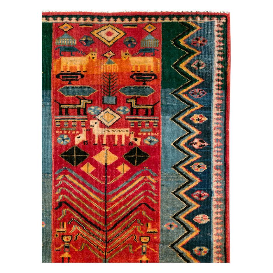 A vintage Persian Mahal folk throw rug handmade during the mid-20th century.

Measures: 3' 0