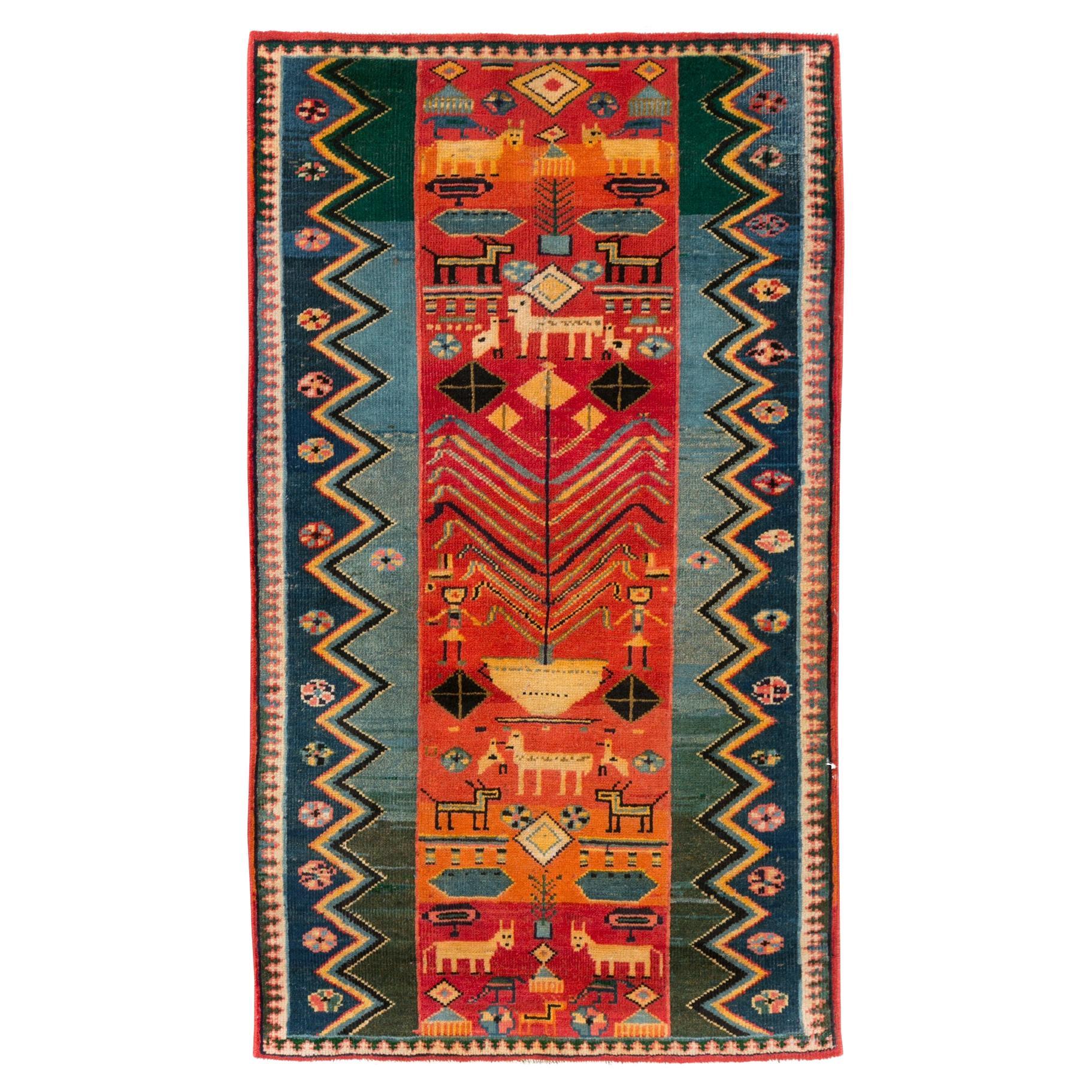 Mid-20th Century Handmade Persian Mahal Folk Throw Rug