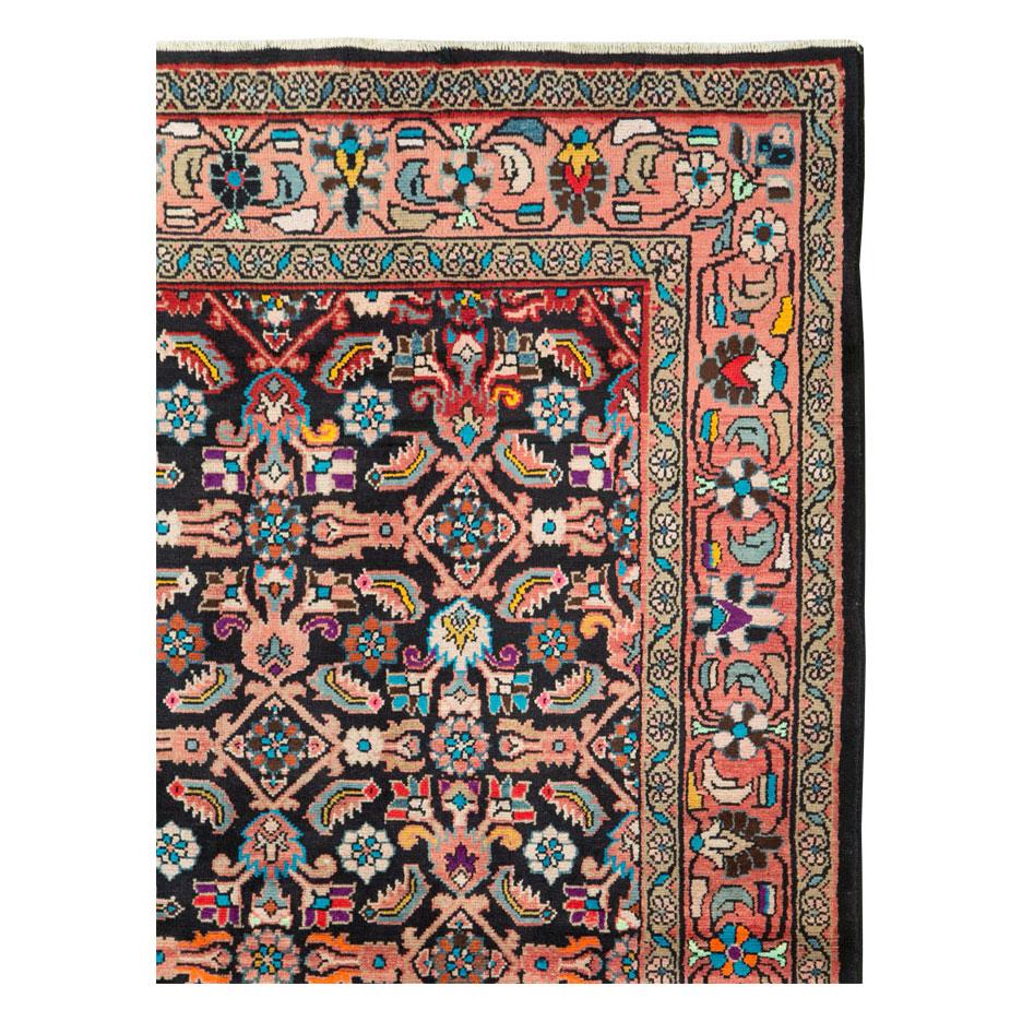 Rustic Mid-20th Century Handmade Persian Mahal Gallery Carpet For Sale