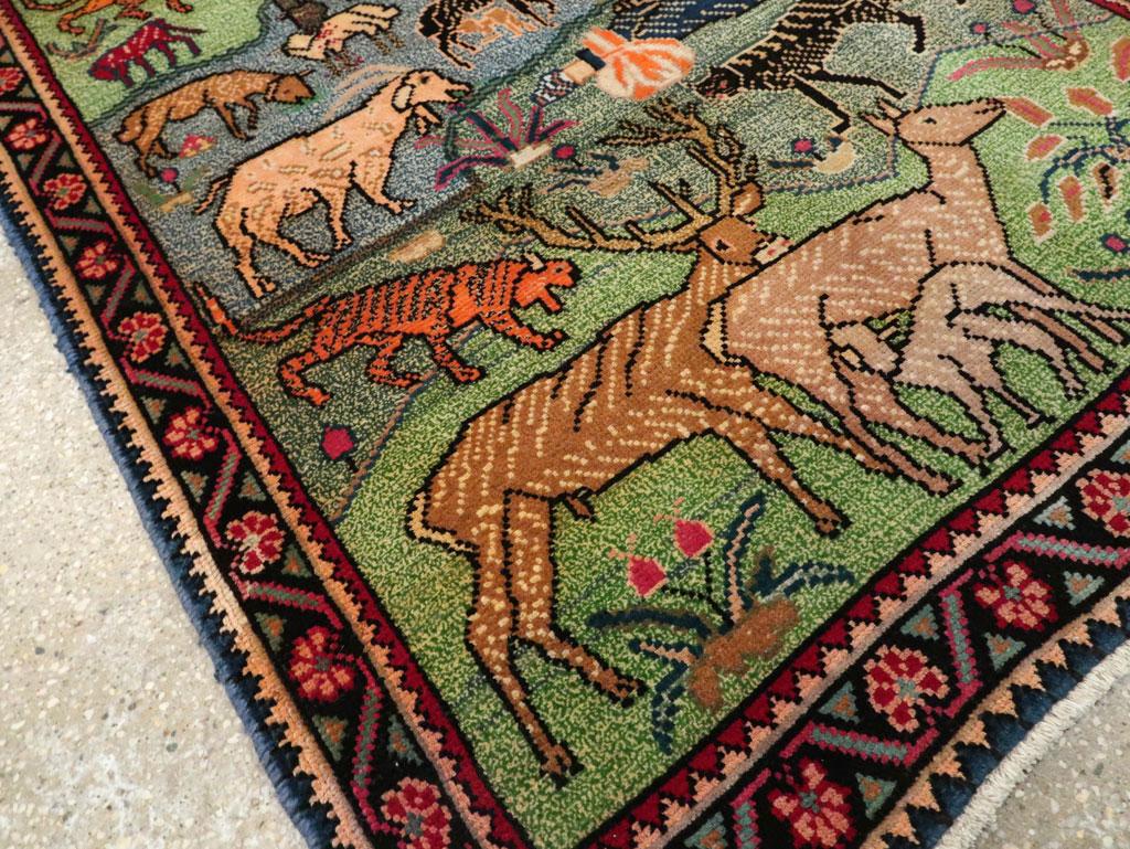 Mid-20th Century Handmade Persian Mahal Pictorial Accent Rug For Sale 2