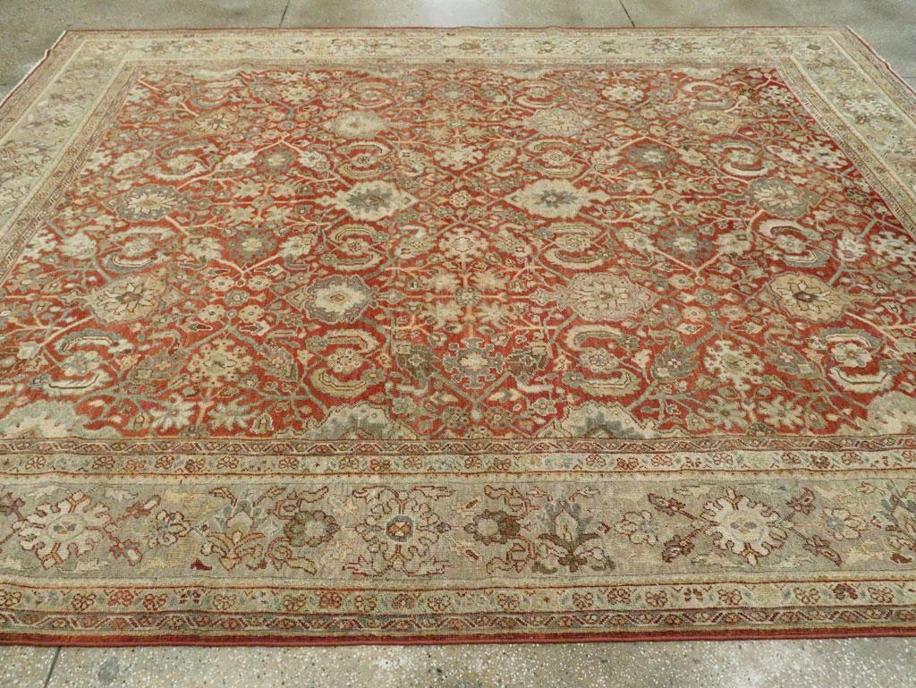 Mid-20th Century Handmade Persian Mahal Room Size Carpet For Sale 1