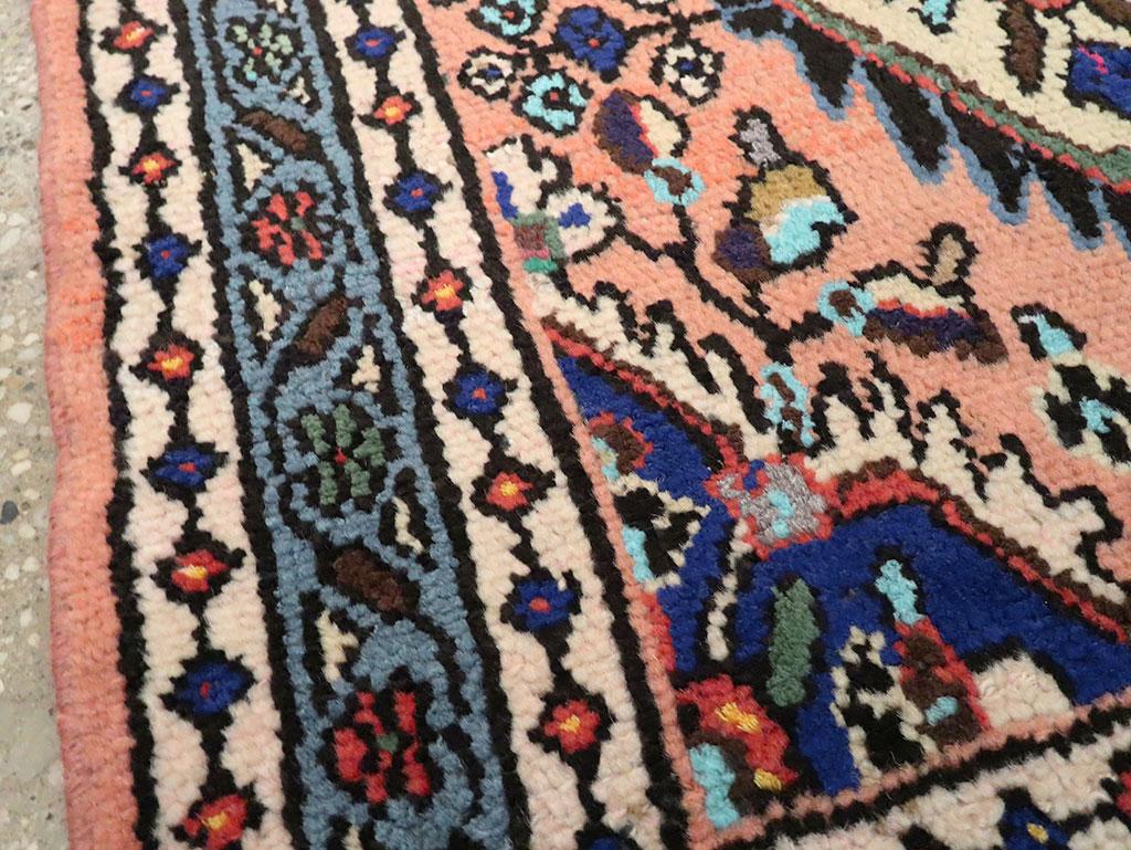Rustic Mid-20th Century Handmade Persian Mahal Small Square Throw Rug For Sale