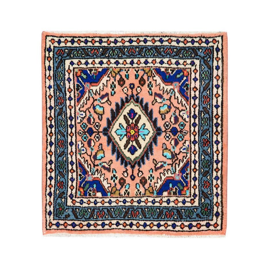 Mid-20th Century Handmade Persian Mahal Small Square Throw Rug For Sale