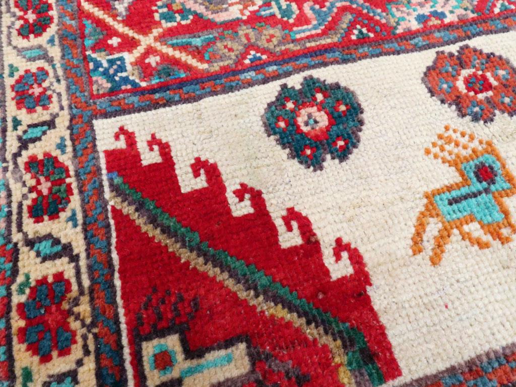 Rustic Mid-20th Century Handmade Persian Mahal Throw Rug For Sale