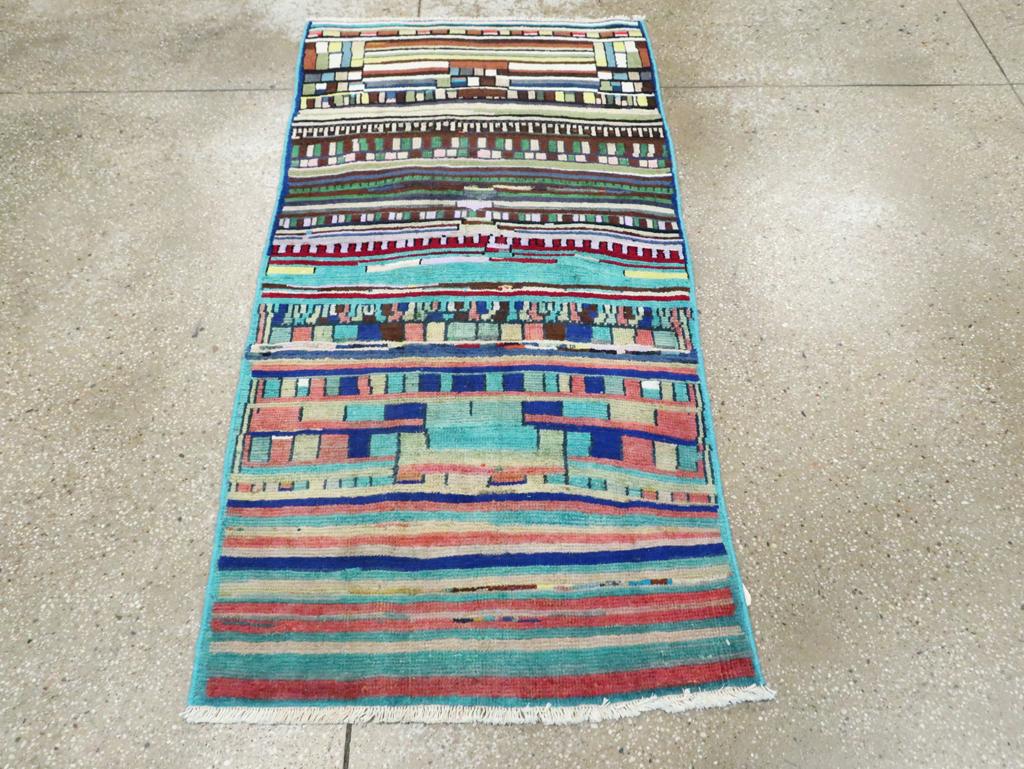 Hand-Knotted Mid-20th Century Handmade Persian Mahal Throw Rug For Sale
