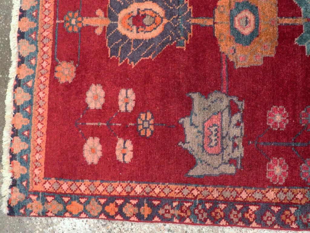 Mid-20th Century Handmade Persian Mahal Throw Rug For Sale 1