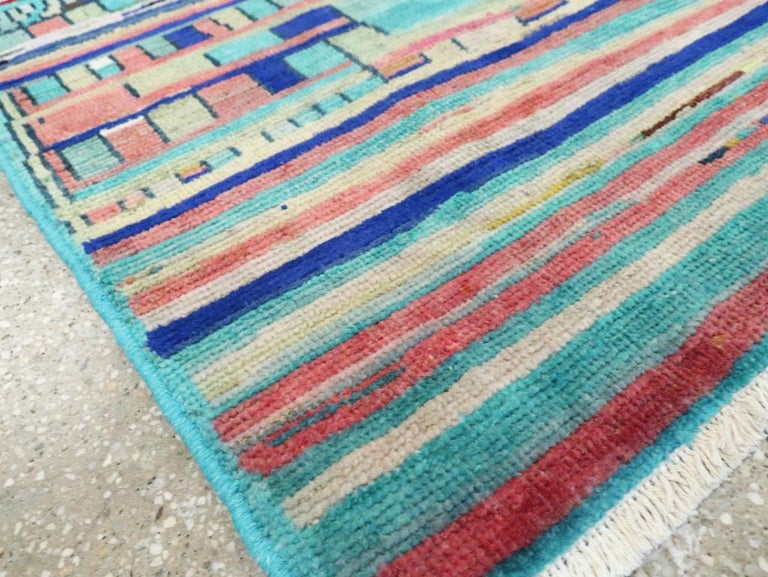 Mid20th Century Handmade Persian Mahal Throw Rug For Sale at 1stDibs