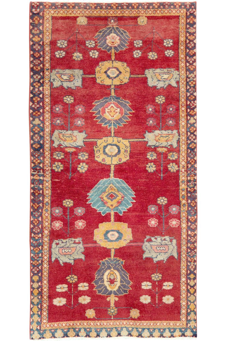 Mid-20th Century Handmade Persian Mahal Throw Rug For Sale