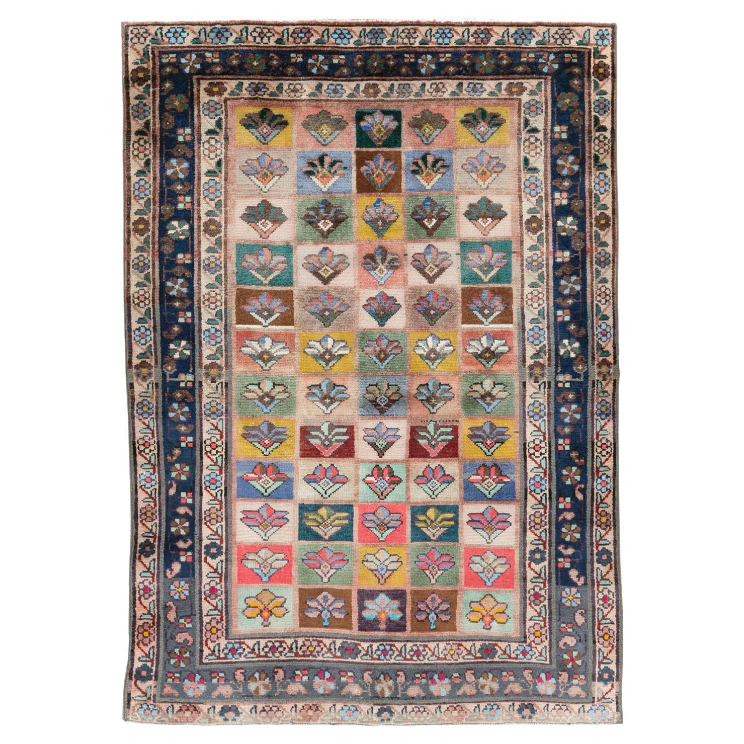 Mid20th Century Handmade Persian Mahal Throw Rug For Sale at 1stDibs