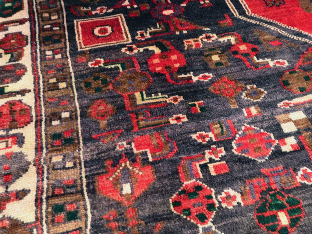 Mid-20th Century Handmade Persian Malayer Accent Carpet In Excellent Condition For Sale In New York, NY