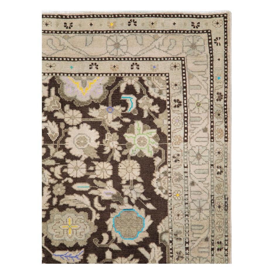 A vintage Persian Malayer accent rug handmade during the mid-20th century with bright cotton highlights over a neutral background in wool.

Measures: 5' 3