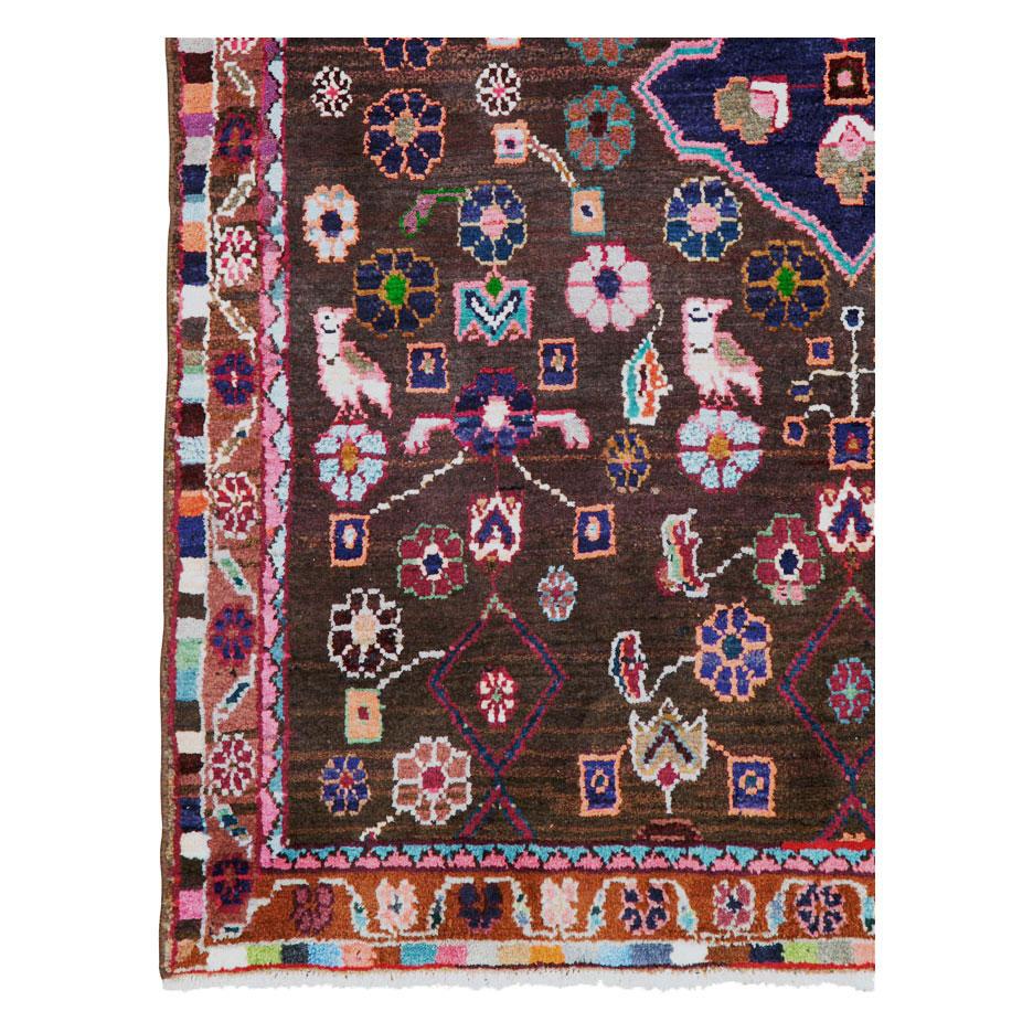 Tribal Mid-20th Century Handmade Persian Malayer Accent Rug For Sale