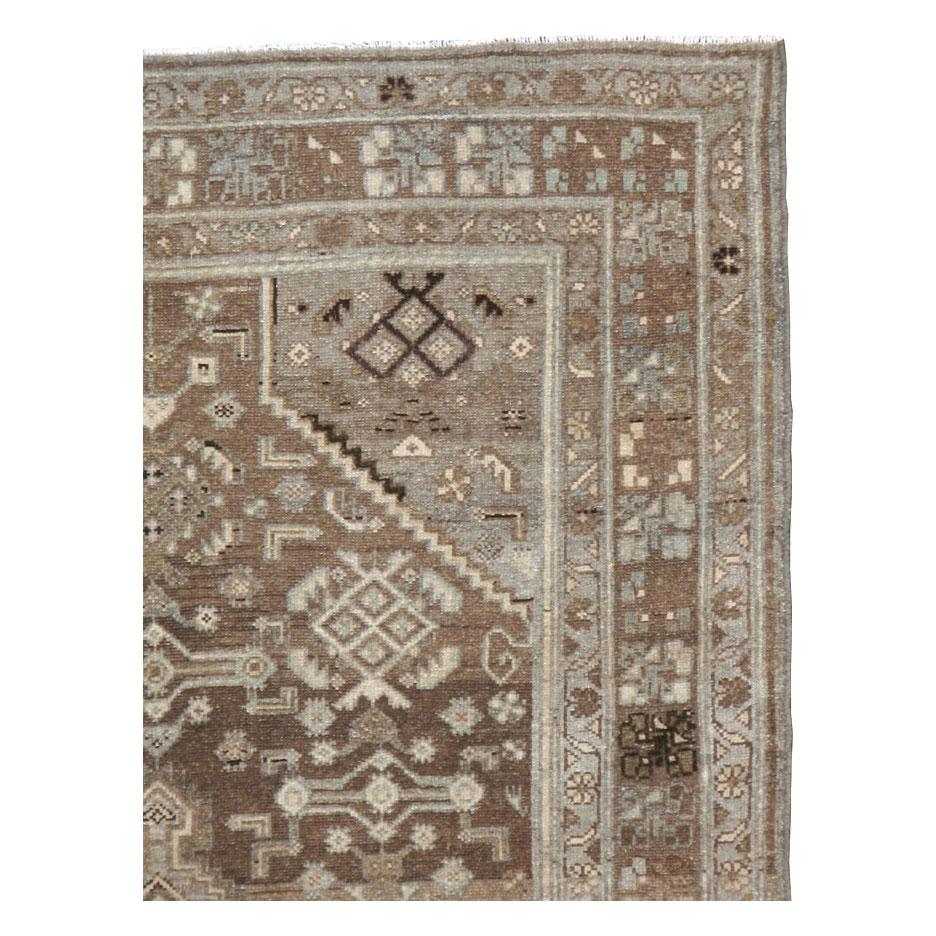 Rustic Mid-20th Century, Handmade Persian Malayer Accent Rug For Sale