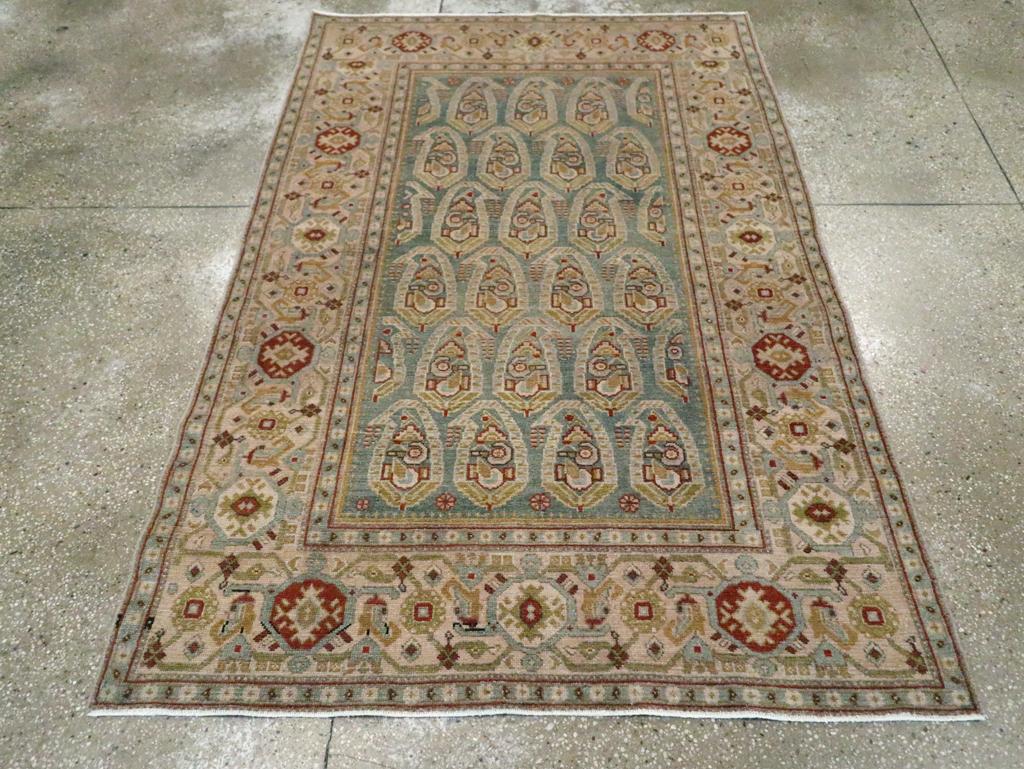 Rustic Mid-20th Century Handmade Persian Malayer Accent Rug For Sale
