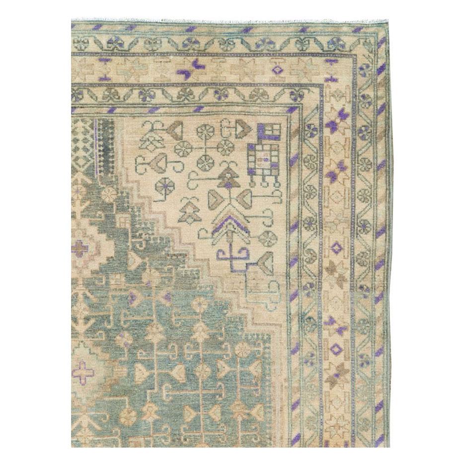 Rustic Mid-20th Century Handmade Persian Malayer Accent Rug For Sale