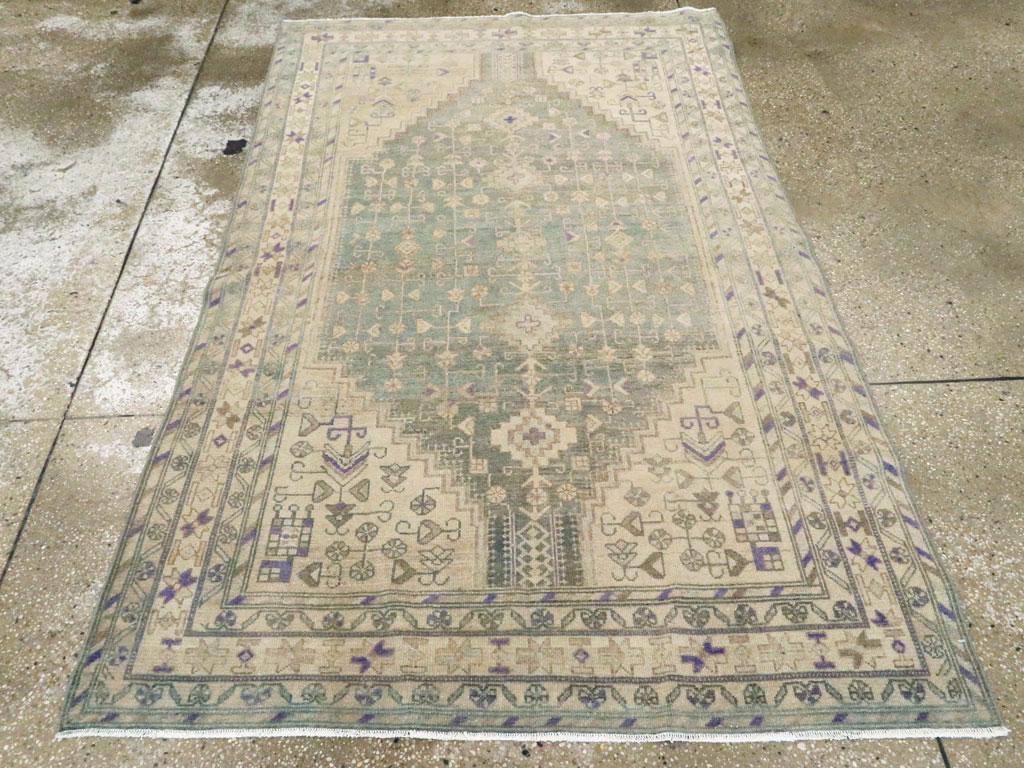 Hand-Knotted Mid-20th Century Handmade Persian Malayer Accent Rug For Sale