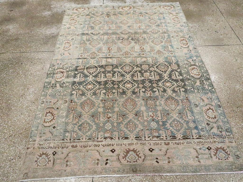 Hand-Knotted Mid-20th Century Handmade Persian Malayer Accent Rug For Sale