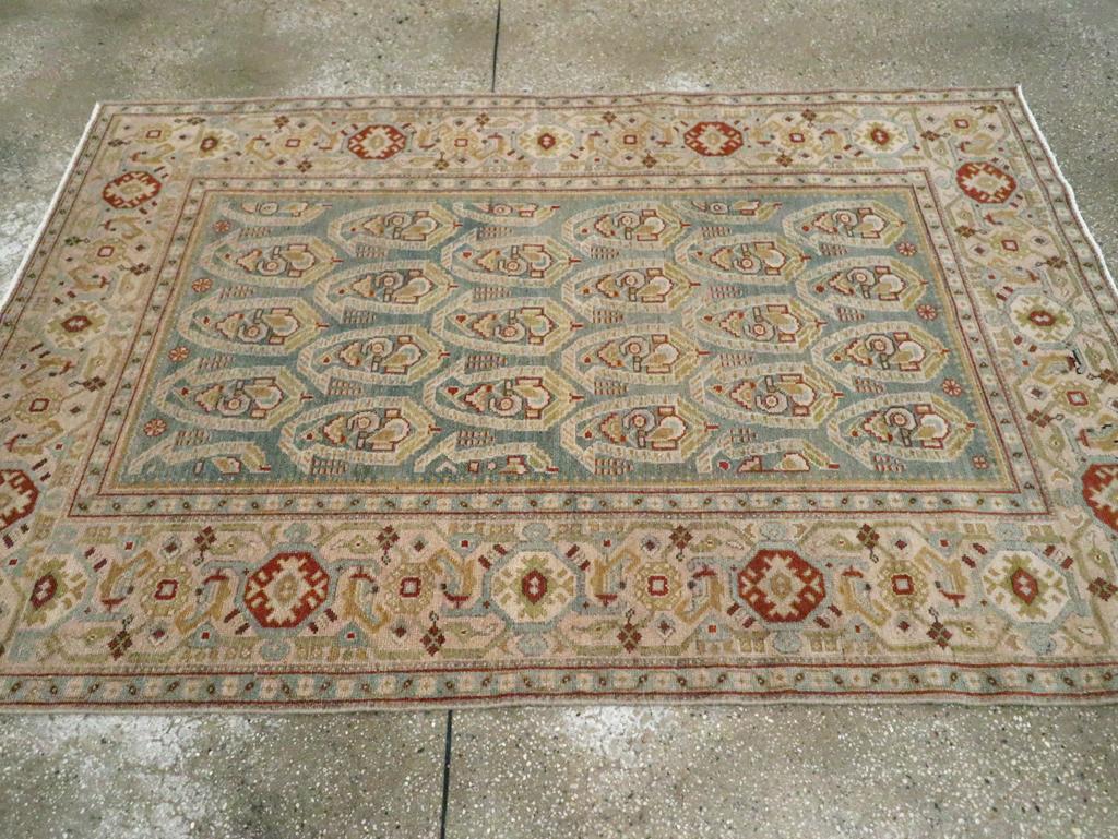 Mid-20th Century Handmade Persian Malayer Accent Rug In Excellent Condition For Sale In New York, NY