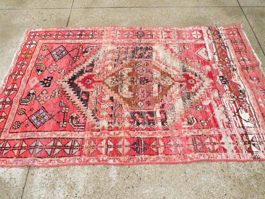 Wool Mid-20th Century Handmade Persian Malayer Accent Rug For Sale