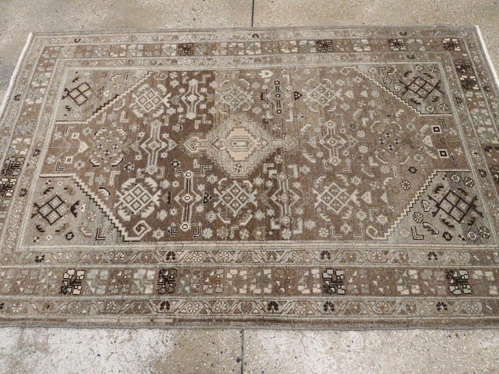Mid-20th Century, Handmade Persian Malayer Accent Rug For Sale 1