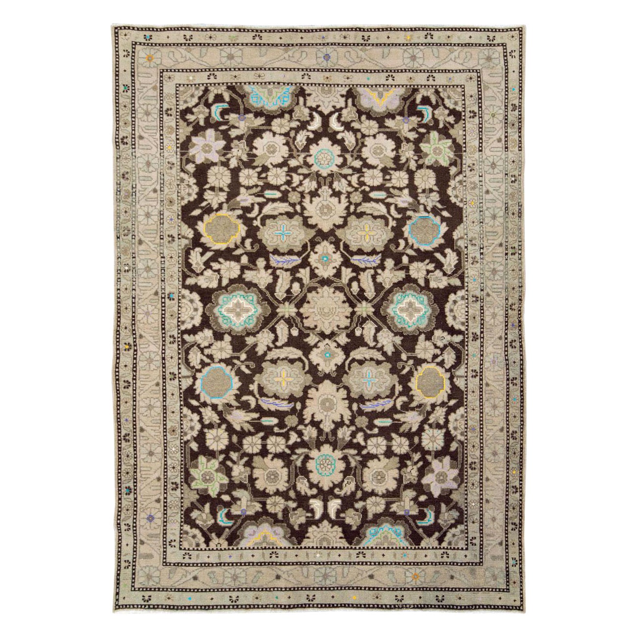 Mid-20th Century Handmade Persian Malayer Accent Rug For Sale