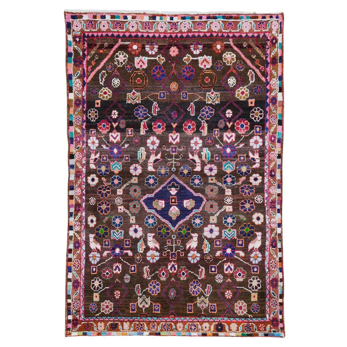 Mid-20th Century Handmade Persian Malayer Accent Rug For Sale