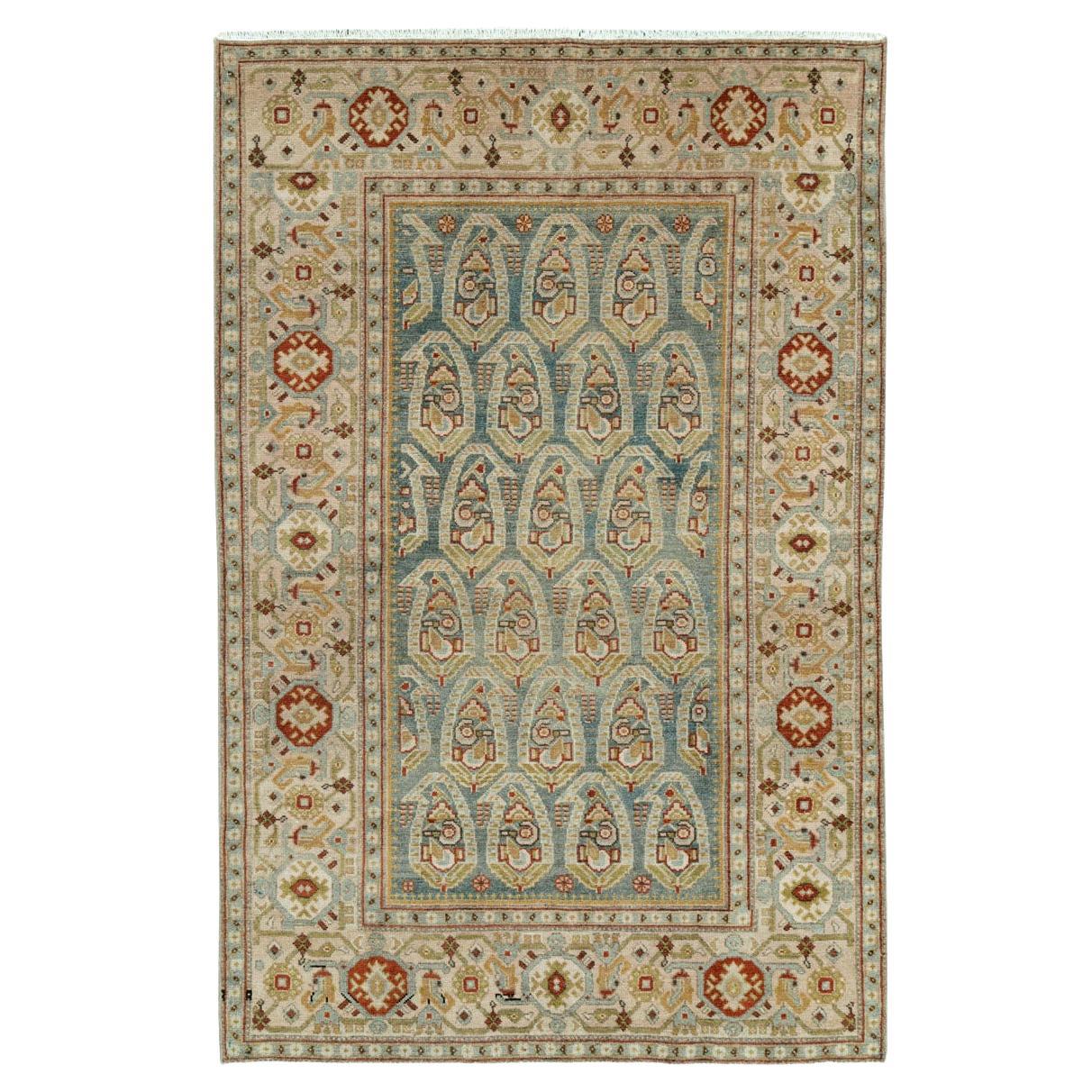 Mid-20th Century Handmade Persian Malayer Accent Rug For Sale