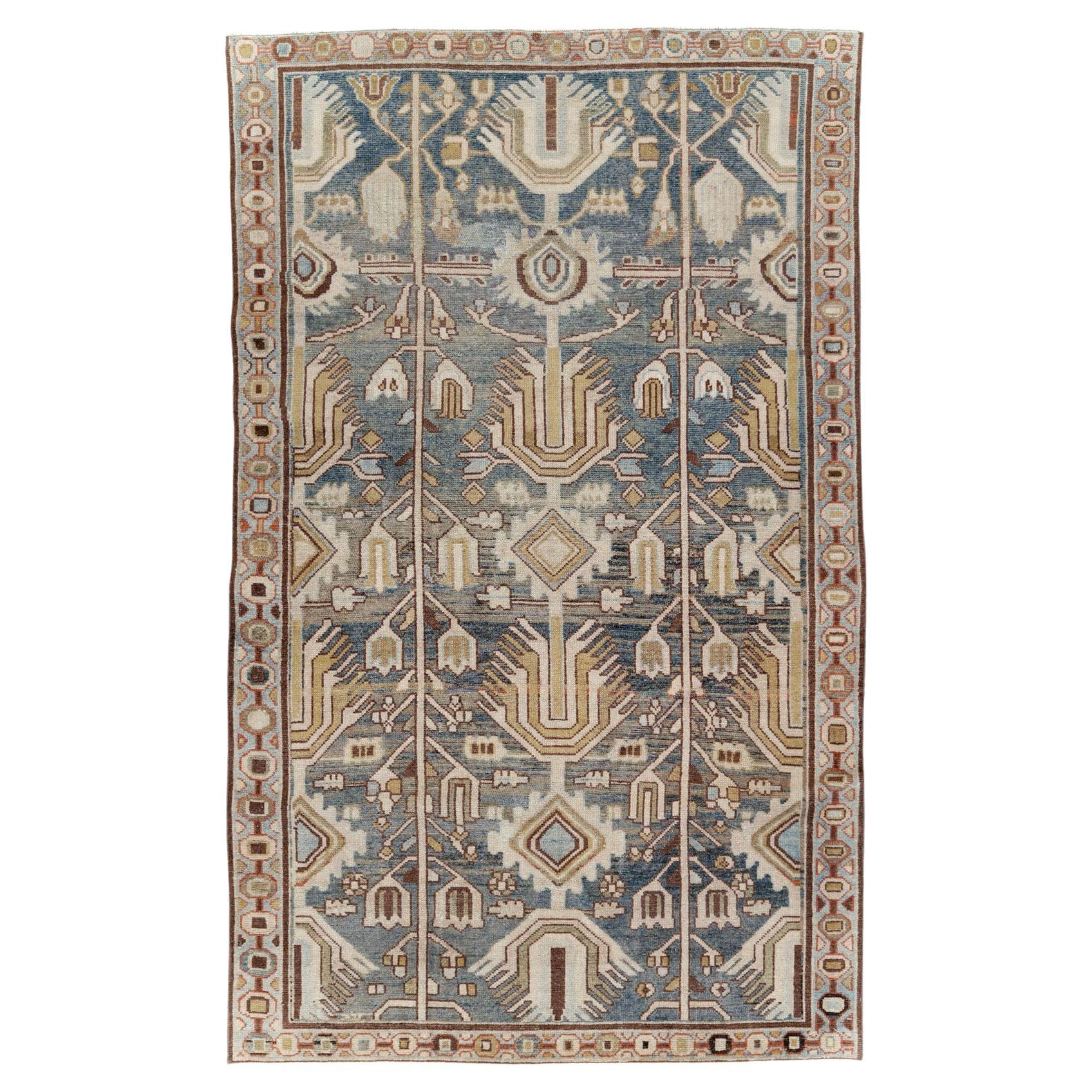 Mid-20th Century Handmade Persian Malayer Accent Rug For Sale
