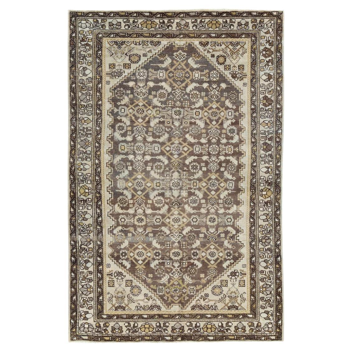 Mid-20th Century Handmade Persian Malayer Accent Rug For Sale