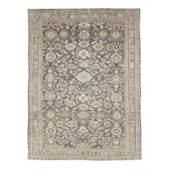 Mid-20th Century Handmade Persian Malayer Accent Rug in Slate Green