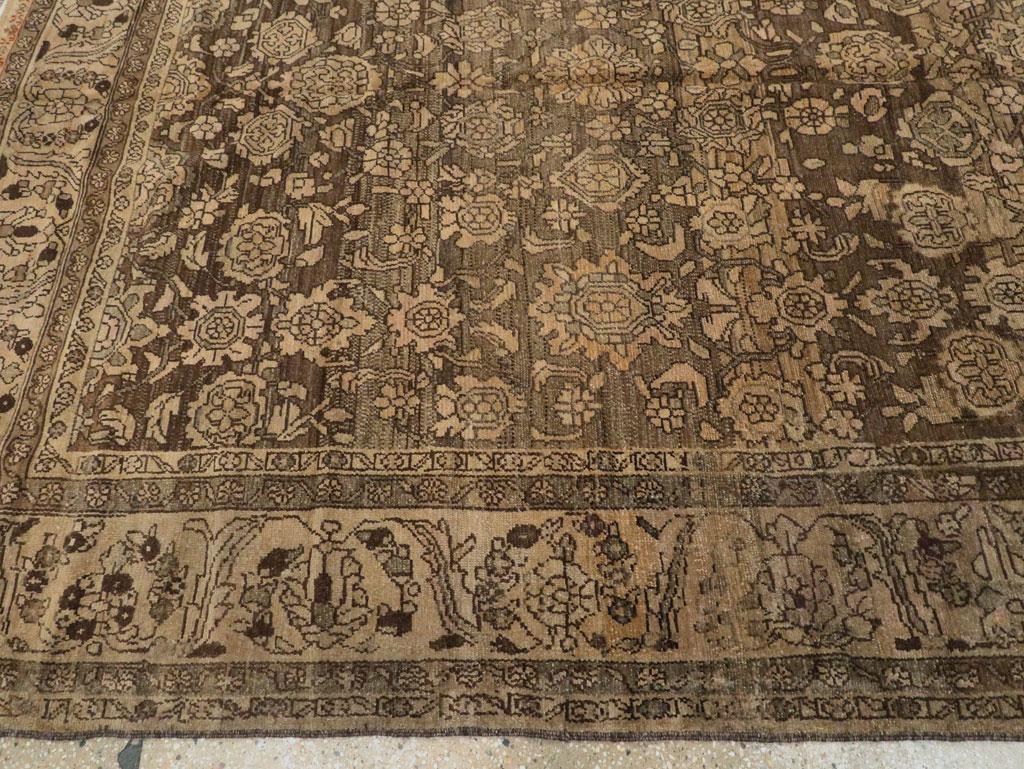 Mid-20th Century Handmade Persian Malayer Large Room Size Carpet in Brown For Sale 3