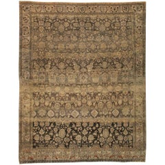 Mid-20th Century Handmade Persian Malayer Large Room Size Carpet in Brown