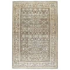 Vintage Mid-20th Century Handmade Persian Malayer Large Room Size Carpet in Neutral Tone