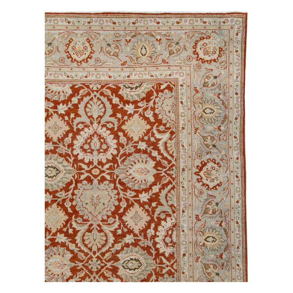 Colonial Revival Mid-20th Century Handmade Persian Malayer Large Room Size Carpet in Red and Grey For Sale