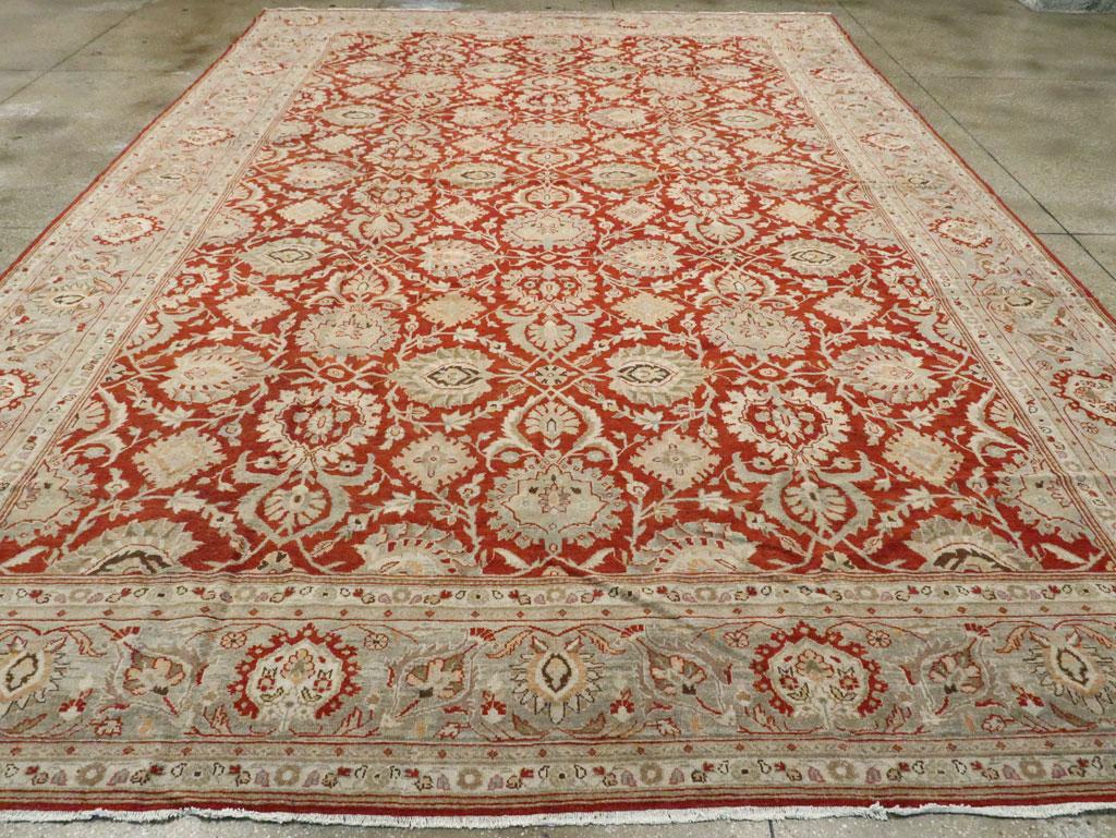 Mid-20th Century Handmade Persian Malayer Large Room Size Carpet in Red and Grey In Good Condition For Sale In New York, NY