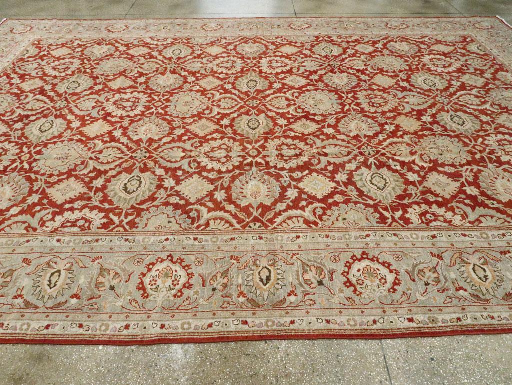 Mid-20th Century Handmade Persian Malayer Large Room Size Carpet in Red and Grey For Sale 1
