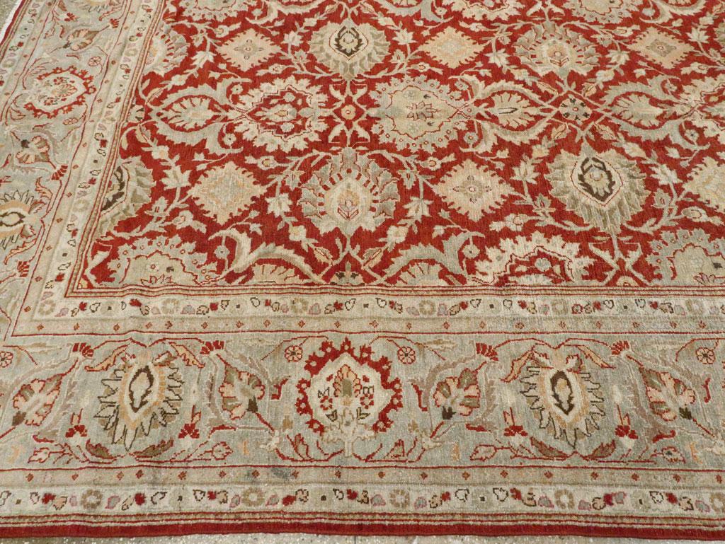 Mid-20th Century Handmade Persian Malayer Large Room Size Carpet in Red and Grey For Sale 2