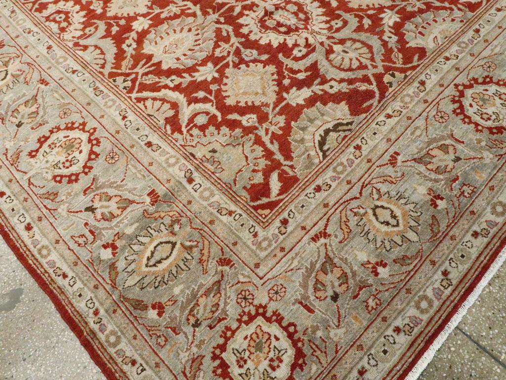 Mid-20th Century Handmade Persian Malayer Large Room Size Carpet in Red and Grey For Sale 3