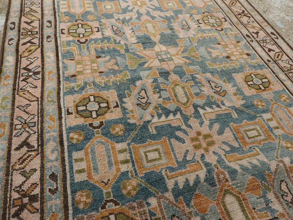 Noué à la main Tapis de couloir long persan Malayer fait à la main du milieu du 20e siècle