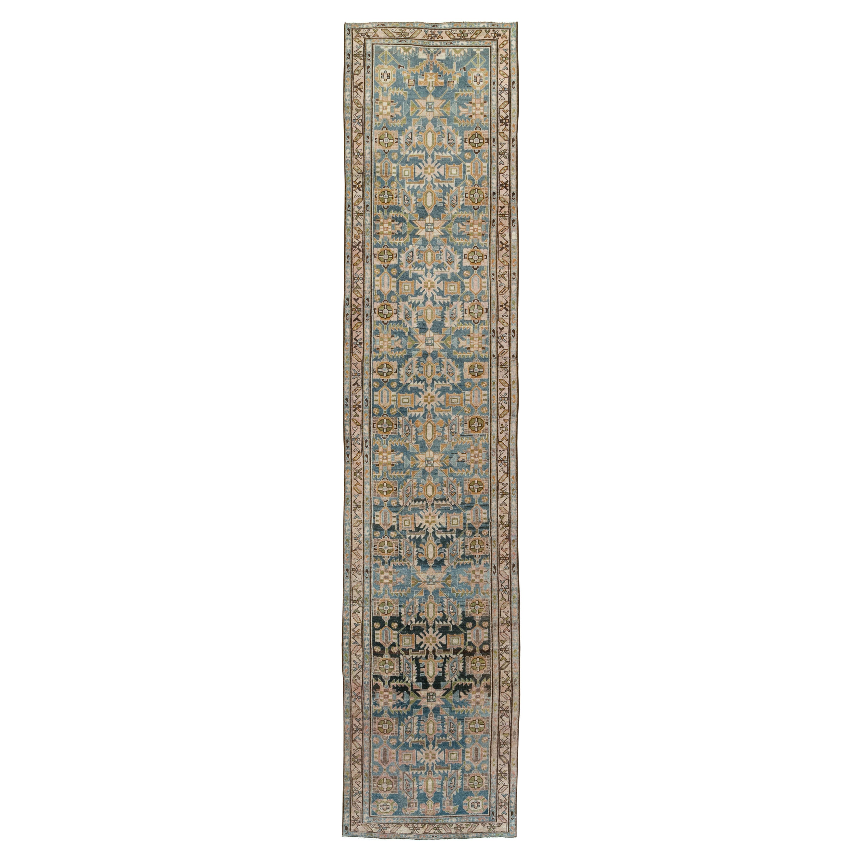 Tapis de couloir long persan Malayer fait à la main du milieu du 20e siècle
