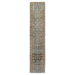 Tapis de couloir long persan Malayer fait à la main du milieu du 20e siècle