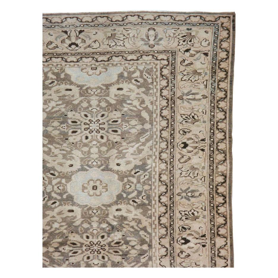 Rustic Mid-20th Century Handmade Persian Malayer Room Size Carpet For Sale