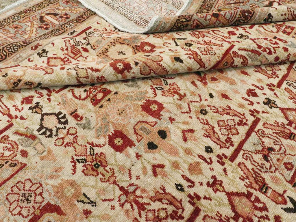 Mid-20th Century Handmade Persian Malayer Room Size Carpet in Grey, Red, & Ivory For Sale 4